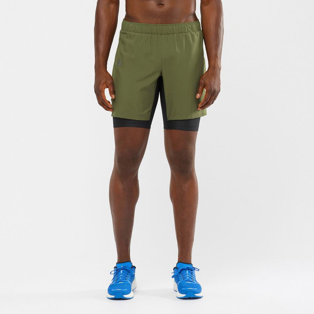 SALOMON XA TWINSKIN Philippines - Men's Shorts - Olive | 876295-VCS